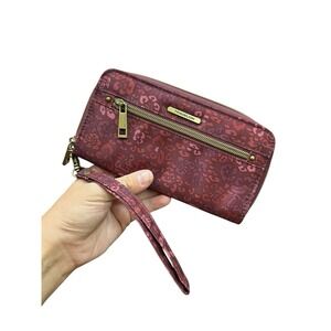 TRAVELON RFID‎ Protect Block Floral Credit Card Zip Wallet Wristlet Red